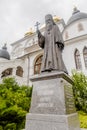DMITROV, MOSCOW OBLAST, RUSSIA - 21 july 2020: Monument to Hieromartyr Seraphim, Bishop of Dmitrov near the Assumption Cathedral.