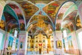 Dmitrov, Russia - October, 25, 2019: Interior view of the church. Beautiful ancient images of saints in temple. Royalty Free Stock Photo
