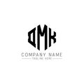DMK letter logo design with polygon shape. DMK polygon and cube shape logo design. DMK hexagon vector logo template white and Royalty Free Stock Photo