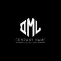 DML letter logo design with polygon shape. DML polygon and cube shape logo design. DML hexagon vector logo template white and Royalty Free Stock Photo