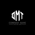 DMT letter logo design with polygon shape. DMT polygon and cube shape logo design. DMT hexagon vector logo template white and Royalty Free Stock Photo