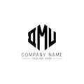 DMU letter logo design with polygon shape. DMU polygon and cube shape logo design. DMU hexagon vector logo template white and Royalty Free Stock Photo