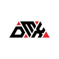 DMX triangle letter logo design with triangle shape. DMX triangle logo design monogram. DMX triangle vector logo template with red Royalty Free Stock Photo