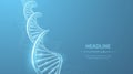 DNA. Abstract 3d polygonal wireframe DNA molecule helix spiral on blue. Royalty Free Stock Photo