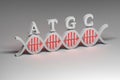 DNA and ATGC in white colors