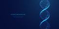 DNA background. Glowing blue double helix. Genetic code in futuristic.