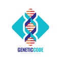 DNA BioTechnology - vector logo template concept illustration. Medical science creative symbol. Human biological genetic code.