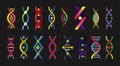 DNA in blood. Medical structure. Chromosomes helix. Biology and chemistry icons. Microbiology corporative research