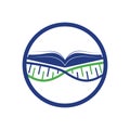 DNA book vector logo design. Genetical book vector logo template.