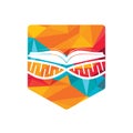 DNA book vector logo design. Genetical book vector logo template. Royalty Free Stock Photo