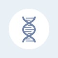 Dna chain icon over white, gene research, genetics