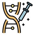 DNA chain and syringe icon color outline vector