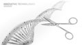 DNA 3D structure editing medicine concept. Low poly polygonal triangle gene therapy cure genetic disease. GMO Royalty Free Stock Photo