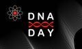 DNA day typography poster. Science concept vector illustration in modern colour design. Concept with dna for scientific research