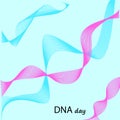 DNA Day typography poster. Science concept vector illustration. Spiiral. Easy to edit template for banner, flyer