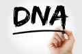 DNA - Deoxyribonucleic Acid acronym with marker, medical concept background