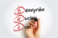 DNA - Deoxyribonucleic Acid acronym with marker, medical concept background