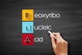 DNA - Deoxyribonucleic Acid acronym, medical concept background on blackboard