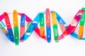 DNA or Deoxyribonucleic acid is a double helix chains structure formed by base pairs attached to a sugar phosphate backbone