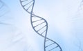 DNA Double helix, metal with white and blue background