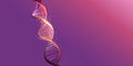 DNA double helix model on a purple background.