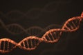 DNA double helix molecules on black background. 3D rendered illustration
