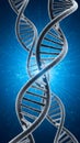 DNA Double Helix Strands on Blue Digital Background Royalty Free Stock Photo