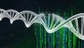 DNA Double Helix Structure with Binary Code Background Royalty Free Stock Photo