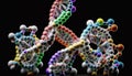 A Dna Double Helix Structure With Colored Nucleotide Bases Adenine, Guanine, Cytosine, And Thymine. Generative AI