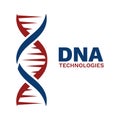 DNA emblem. Abstract helix, genetics and genome engineering science brand vector logo