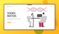 Dna Engineering and Genetics Science Website Landing Page. Scientists Conducting Scientific Experiment in Laboratory