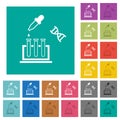 DNA experiment square flat multi colored icons