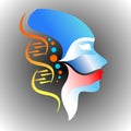 DNA Face logo.Human mask logo. abstract vector illustration.