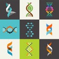 DNA, genetic elements and icons collection