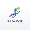 DNA genetic symbol running and jumping man icon Template