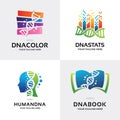 DNA Genetics Logo Set Design Template Collection Royalty Free Stock Photo