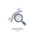 DNA, genetics research. dna chain in magnifying glass sign. genetic engineering, cloning, paternity testing, DNA Royalty Free Stock Photo