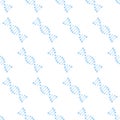 DNA genetics seamless pattern. Blue background. Chromosomal genetic spiral illustration. EPS 10 vector icon Royalty Free Stock Photo