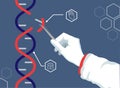 DNA genome. Genetics modification engineering. Baby genetically experiments. Gene editing. Doctor holds crispr in Royalty Free Stock Photo