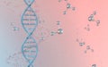 DNA genomes structure with division molecule, 3d rendering