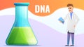 Dna green flask concept banner, cartoon style