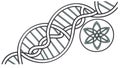 DNA helix and atom icon, scientific research, genetic structure, vector design Generative AI Royalty Free Stock Photo
