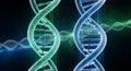 DNA helix with binary code data flow, science, technology, genetics, biotechnology, research Royalty Free Stock Photo