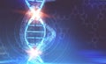 Dna helix with binary numbers over blue, toned Royalty Free Stock Photo