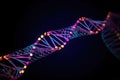 Dna helix on black. DNA molecular structure with sequencing data of human.