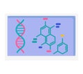 DNA helix and chemical structures on a purple background. Genetics research and molecular biology concept vector Royalty Free Stock Photo