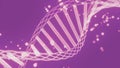 Dna helix consists of spirals. Design. Beautiful dna helix structure with moving dots. Dna spiral rotates on colored