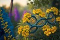 DNA helix created from flowers created with generative AI technology Royalty Free Stock Photo