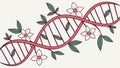 DNA Helix with Floral Elements Genetic Engineering, vector design Generative AI Royalty Free Stock Photo
