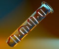 DNA helix inside a test tube, research and studies on genetic diseases.